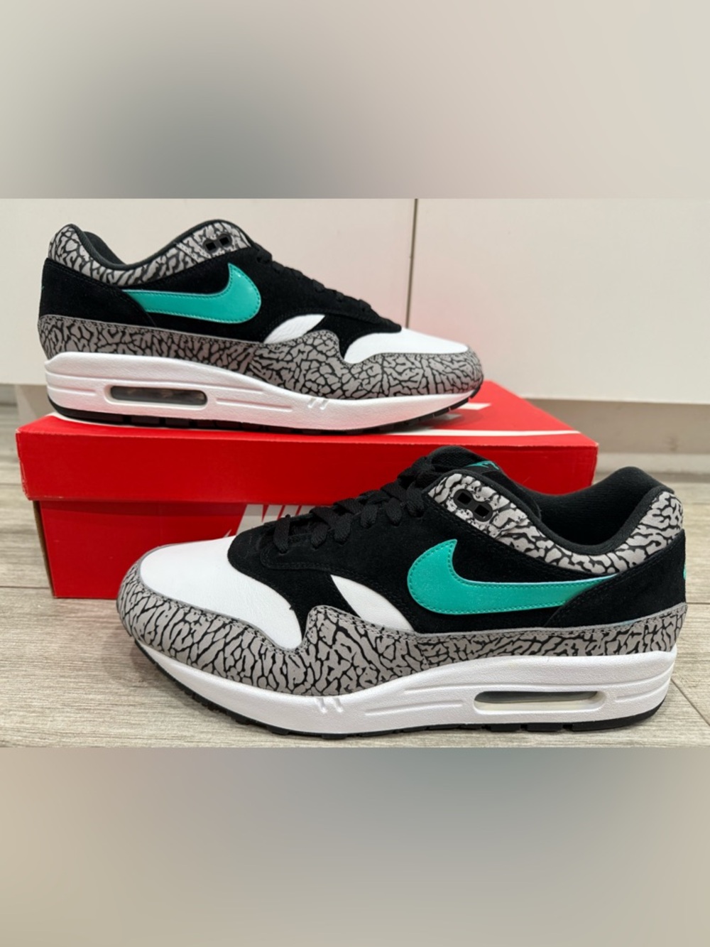 Atmos x Nike Air Max 1 Retro Elephant 908366-001 Medium Grey Clear Jade Black 12